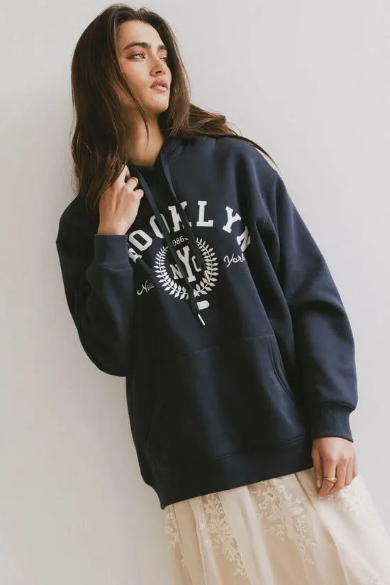 Bohme Brooklyn New York Graphic Hoodie Navy Women Loungewear