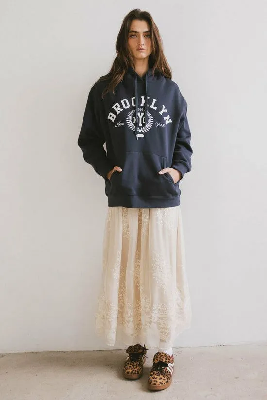 Bohme Brooklyn New York Graphic Hoodie Navy Women Loungewear