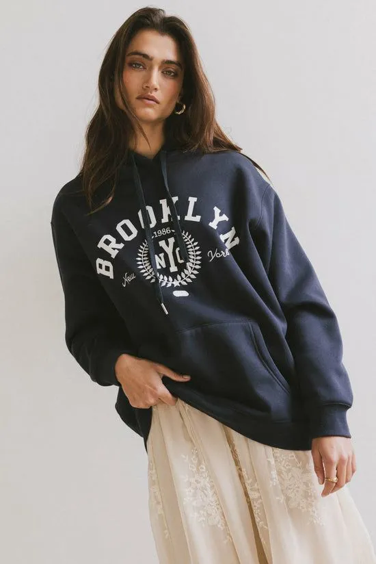 Bohme Brooklyn New York Graphic Hoodie Navy Women Loungewear