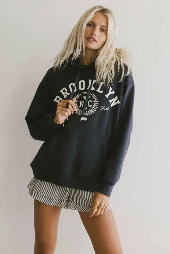 Bohme Brooklyn New York Graphic Hoodie Navy Women Loungewear