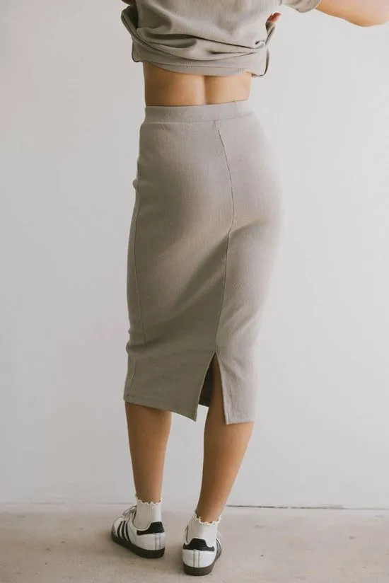 Bohme Calais Ribbed Skirt In Taupe Taupe Women Skirts