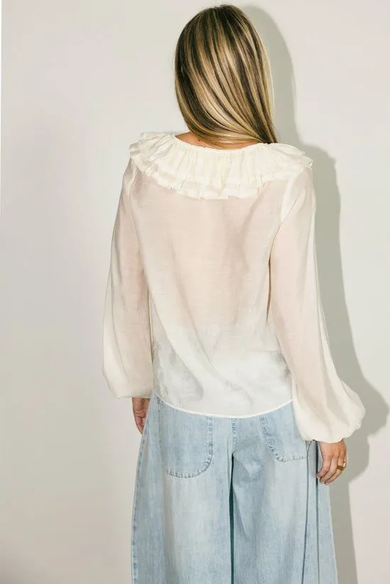 Bohme Calispell Sheer Collared Blouse Ivory Women Blouses