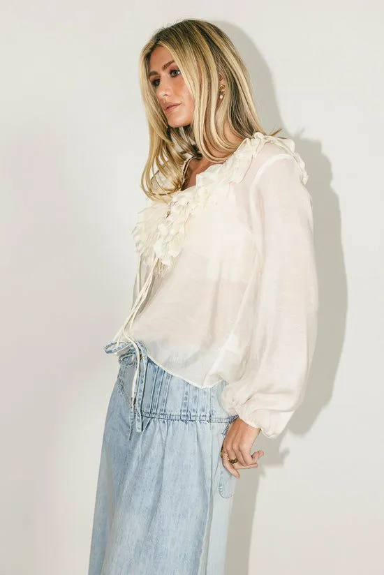 Bohme Calispell Sheer Collared Blouse Ivory Women Blouses