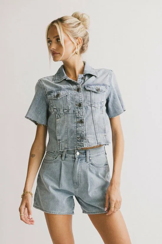 Bohme Carmie Light Wash Denim Top Light Wash Women Tops
