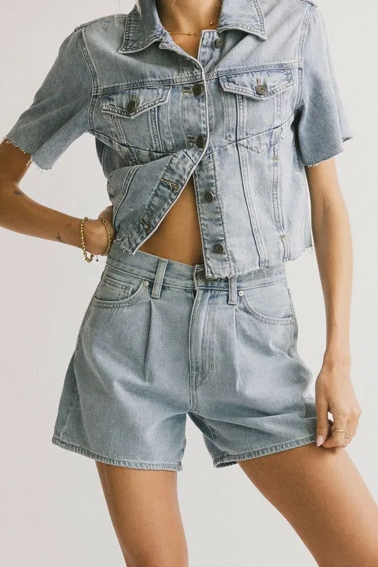 Bohme Carmie Light Wash Denim Top Light Wash Women Tops