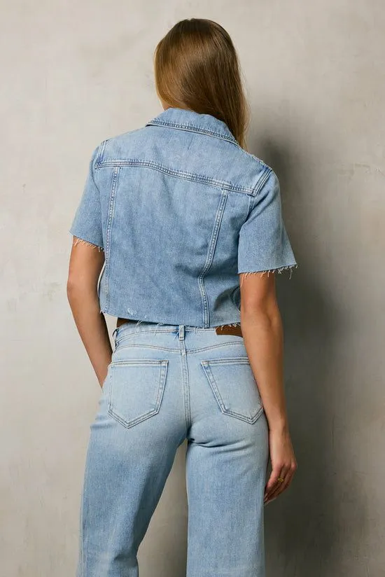 Bohme Carmie Light Wash Denim Top Light Wash Women Tops