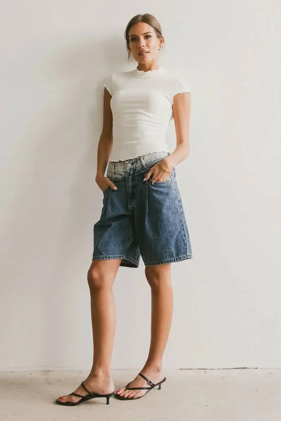 Bohme Casey Lettuce Hem Tee In Cream Cream Women Tees and Tanks