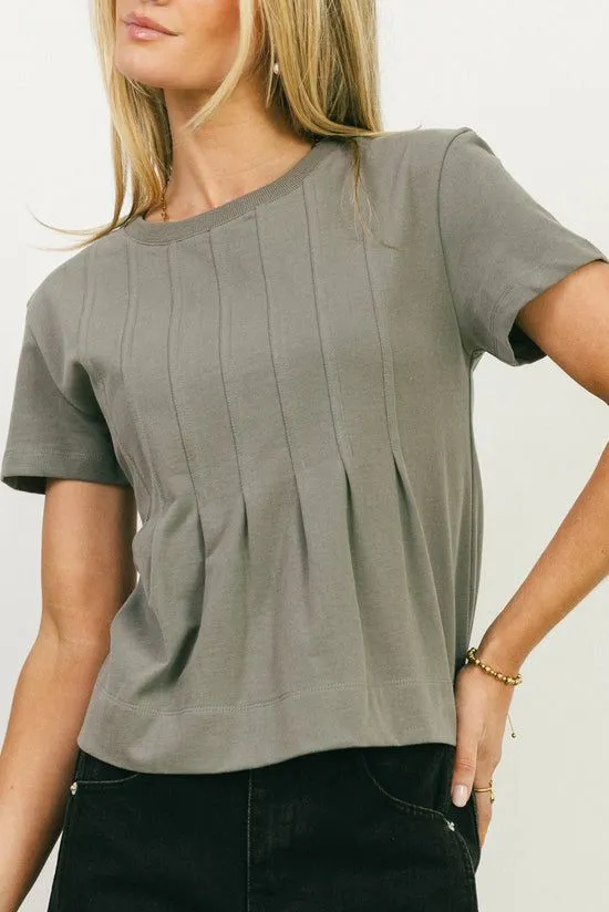 Bohme Cattelain Pleated Top In Charcoal Charcoal Women Tees and Tanks