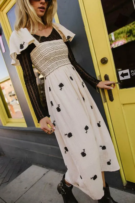 Bohme Cece Smocked Embroidered Dress Ivory Women Dresses