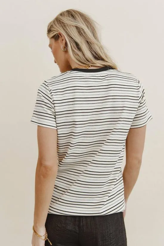 Bohme Christopher Striped Tee In Black Black Women Tees and Tanks