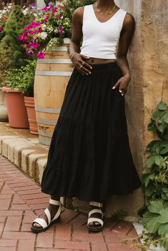 Bohme Cody Ann Tiered Skirt In Black Black Women Skirts