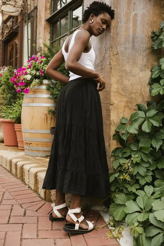 Bohme Cody Ann Tiered Skirt In Black Black Women Skirts