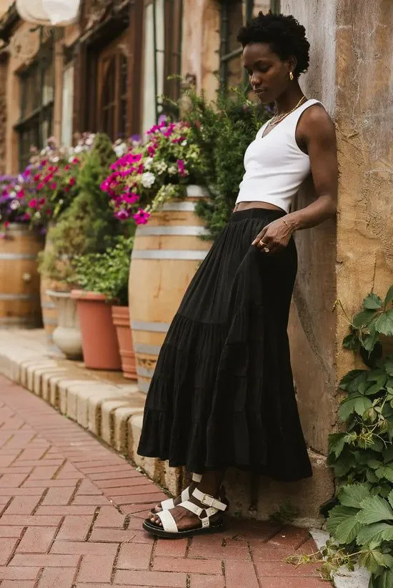 Bohme Cody Ann Tiered Skirt In Black Black Women Skirts