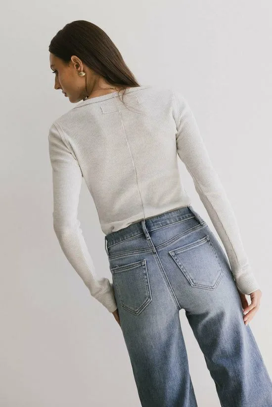 Bohme Conrad Fitted Waffle Tee In Grey Grey Women Tees and Tanks