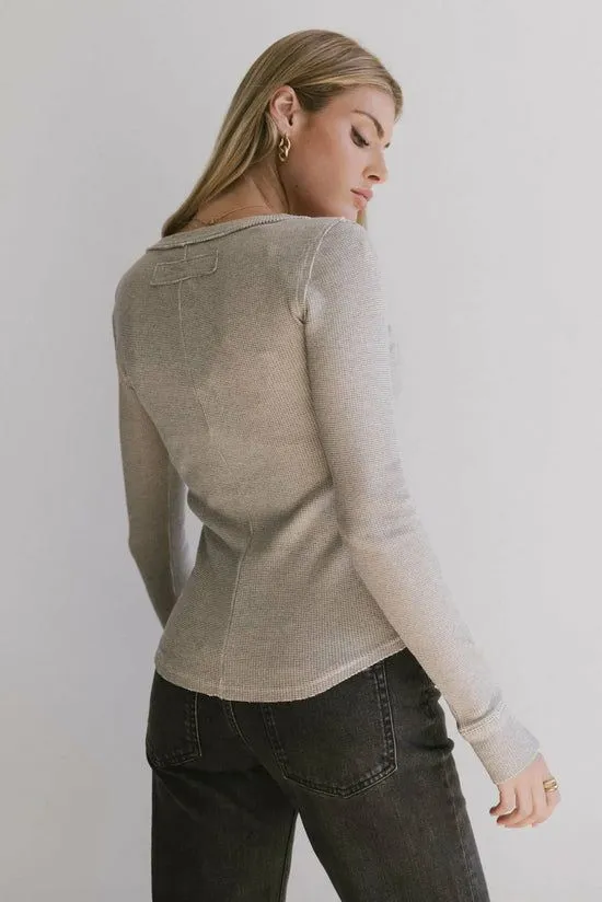 Bohme Conrad Fitted Waffle Tee In Heathered Black Heathered Black Women Essentials