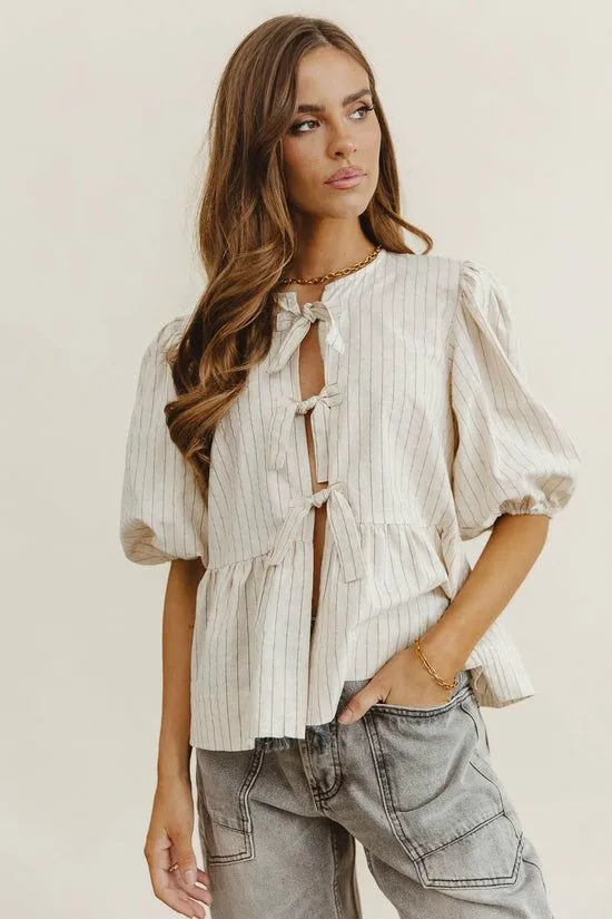 Bohme Corey Peplum Top In Tan Tan Women Blouses