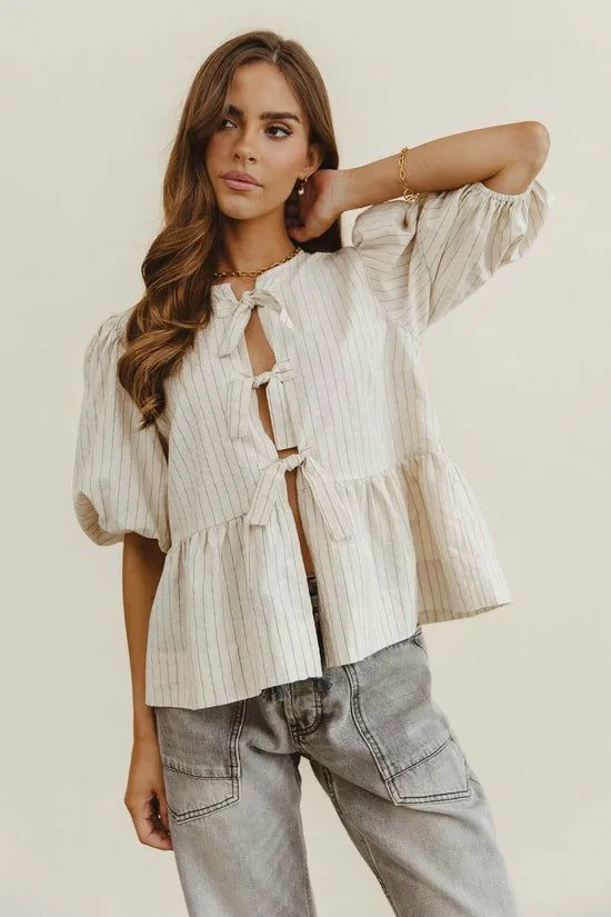 Bohme Corey Peplum Top In Tan Tan Women Blouses