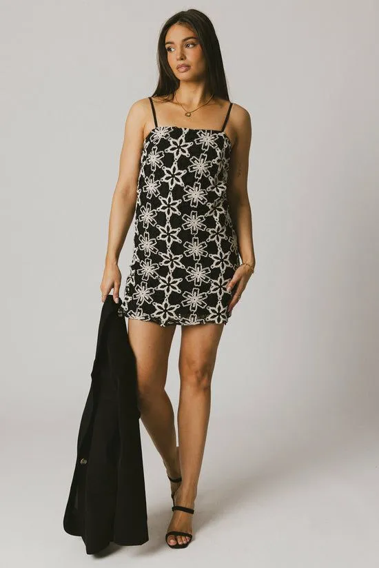 Bohme Cory Embroidered Mini Dress Black Women Dresses