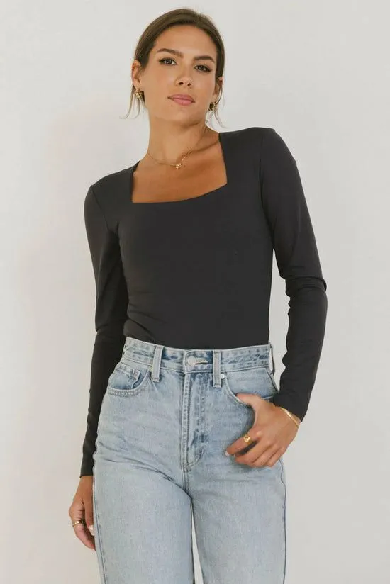 Bohme Demi Square Neck Bodysuit In Navy Navy Women Tees and Tanks