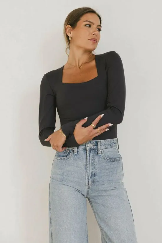 Bohme Demi Square Neck Bodysuit In Navy Navy Women Tees and Tanks
