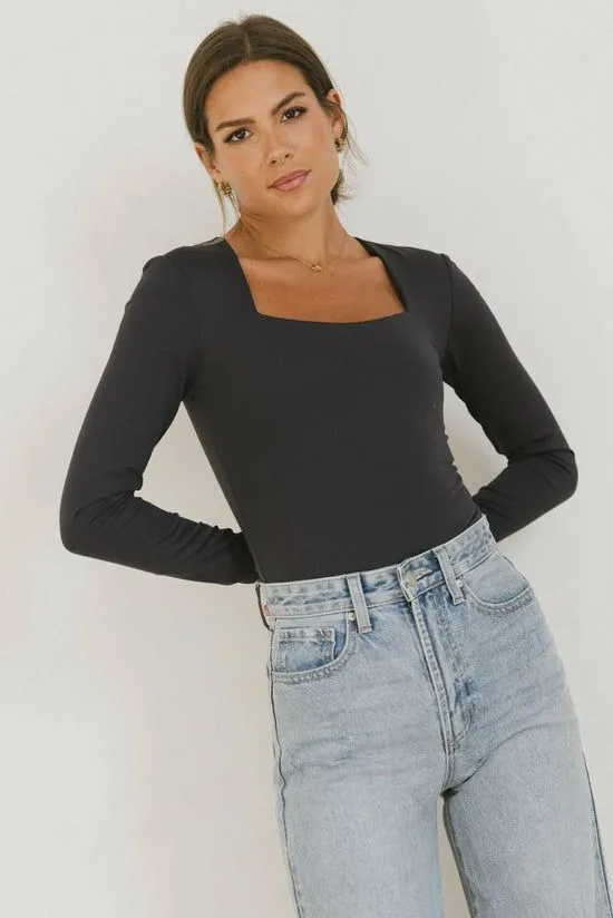 Bohme Demi Square Neck Bodysuit In Navy Navy Women Tees and Tanks