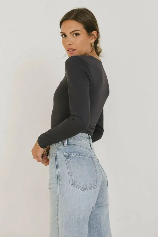 Bohme Demi Square Neck Bodysuit In Navy Navy Women Tees and Tanks