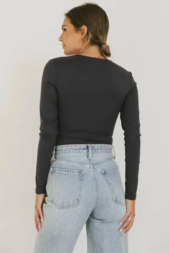 Bohme Demi Square Neck Bodysuit In Navy Navy Women Tees and Tanks