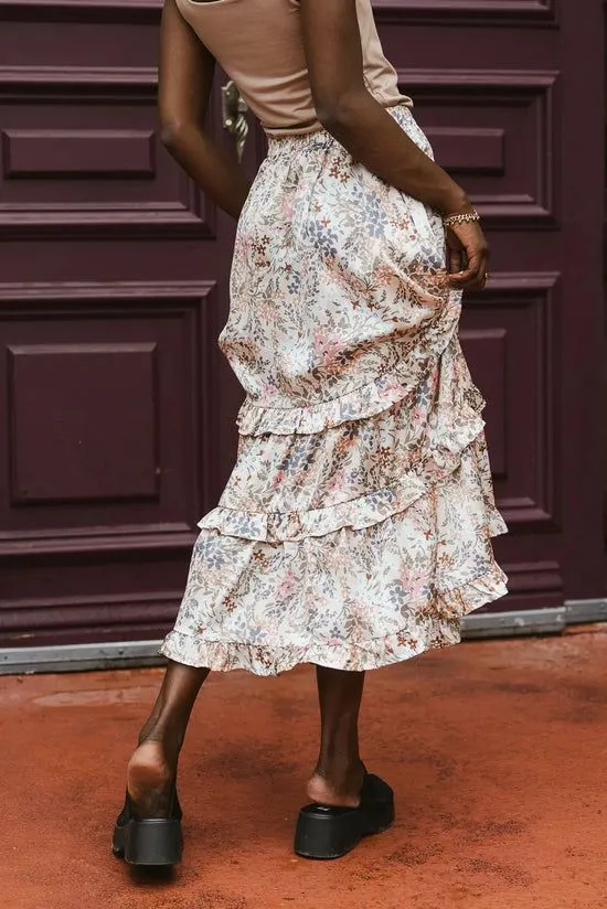 Bohme Dimitria Floral Midi Skirt In Sand Sand Women Skirts