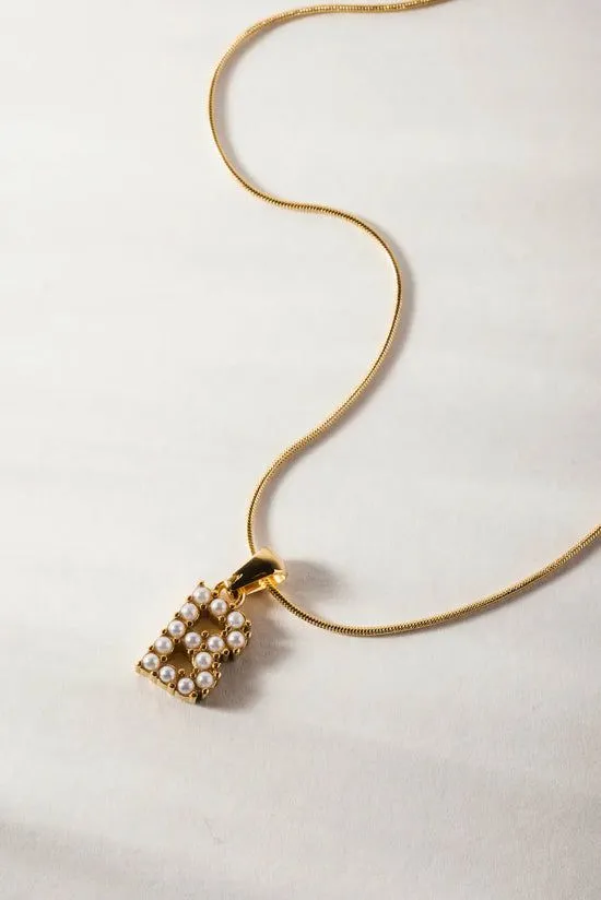 Bohme Emily Pearl Initial Necklace 8211 Tarnish Free Gold Women Jewelry