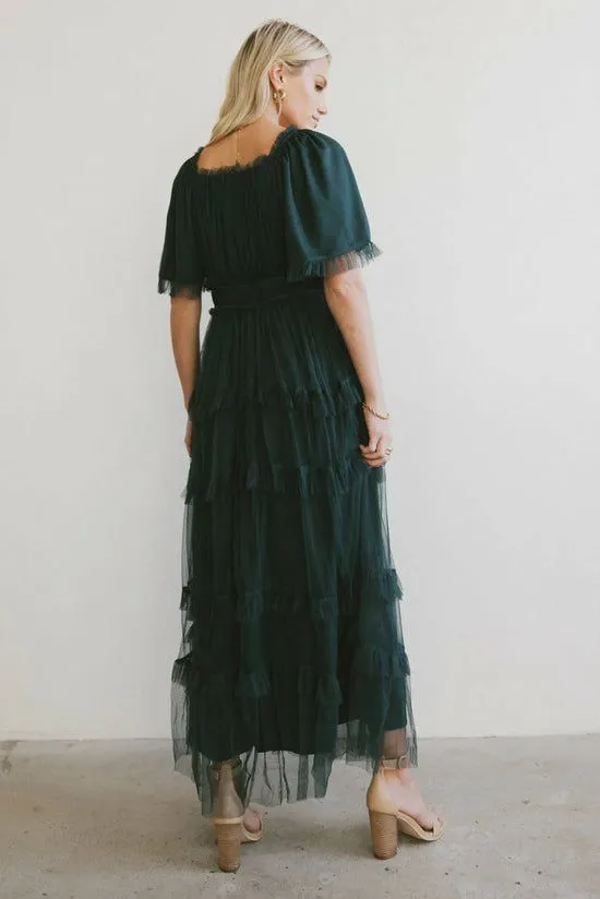Bohme Eugena Ruffled Maxi Dress In Hunter Green Hunter Green Women Dresses