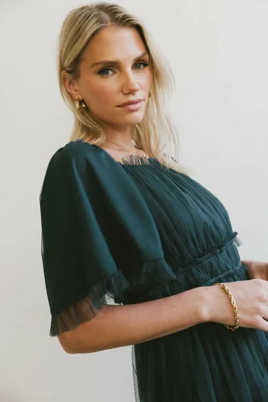 Bohme Eugena Ruffled Maxi Dress In Hunter Green Hunter Green Women Dresses