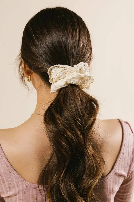 Bohme Floral Lace Scrunchie In Cream Cream Women Hair Accessories