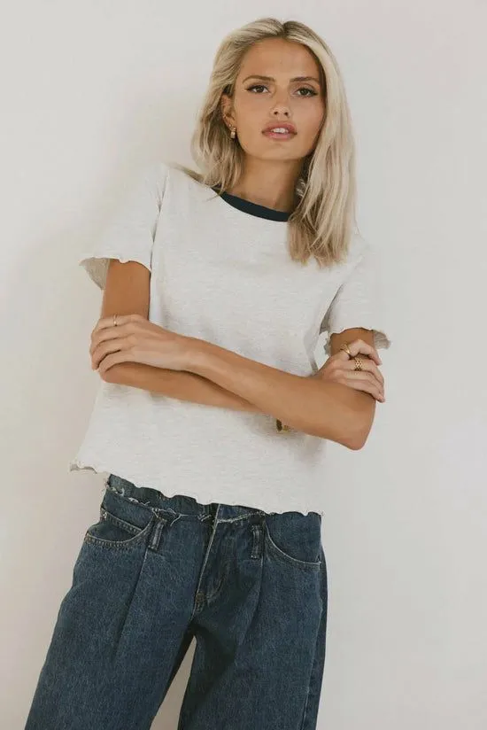 Bohme Florence Lettuce Edge Tee Grey Women Tees and Tanks
