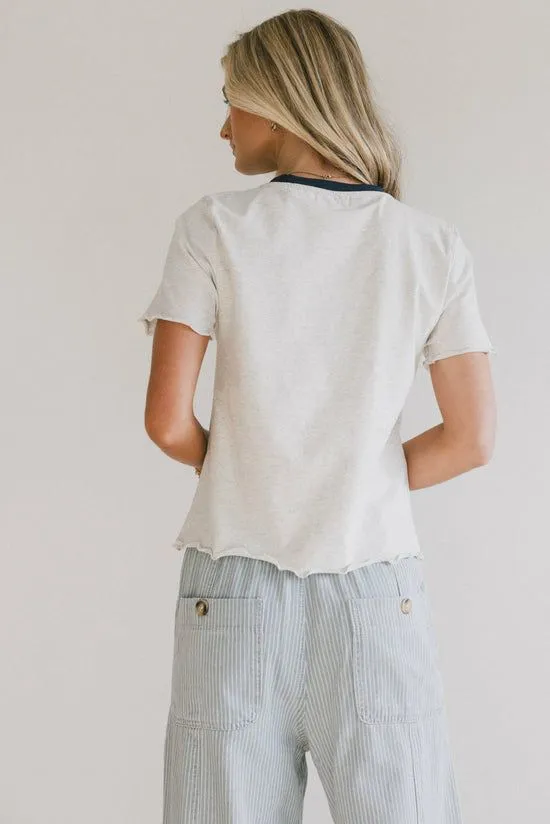 Bohme Florence Lettuce Edge Tee Grey Women Tees and Tanks