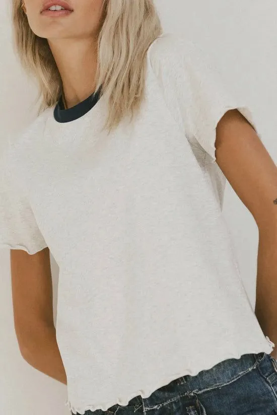 Bohme Florence Lettuce Edge Tee Grey Women Tees and Tanks
