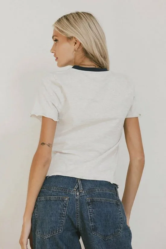 Bohme Florence Lettuce Edge Tee Grey Women Tees and Tanks