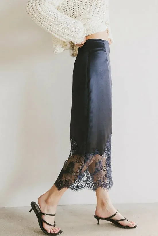 Bohme Frankie Asymmetrical Skirt In Navy Navy Women Skirts