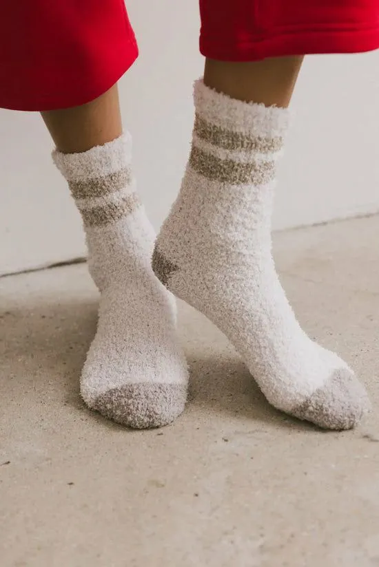 Bohme Fuzzy Striped Socks In Ivory Ivory Women Socks