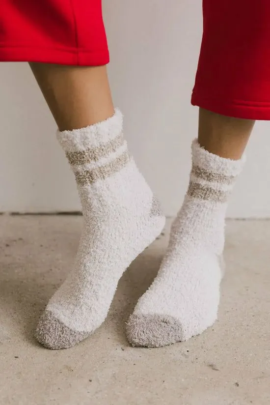 Bohme Fuzzy Striped Socks In Ivory Ivory Women Socks Bohme Fuzzy Striped Socks In Ivory Ivory Women Socks