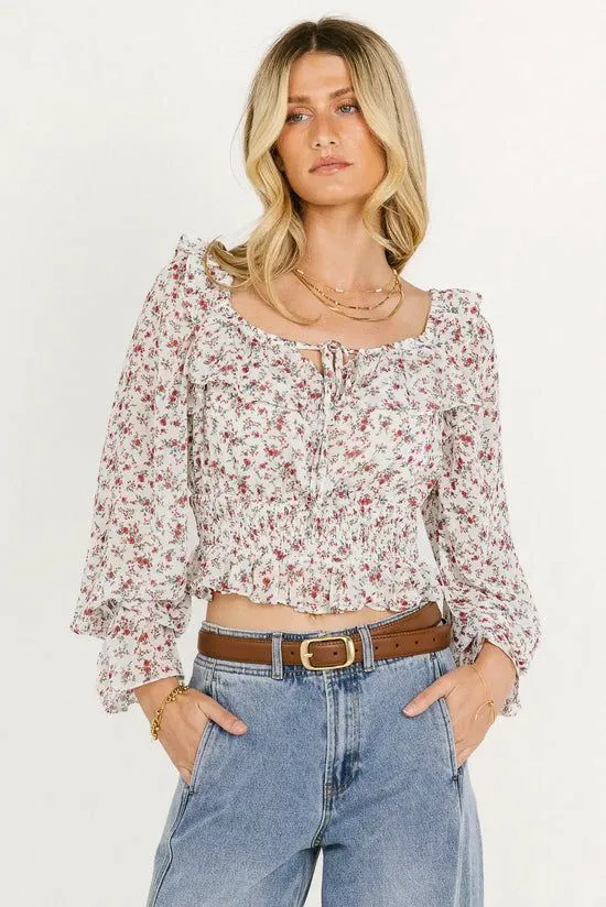 Bohme Gemma Ditsy Floral Blouse Ivory Women Blouses