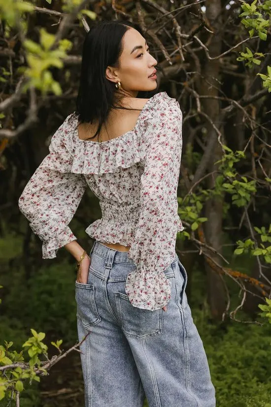Bohme Gemma Ditsy Floral Blouse Ivory Women Blouses