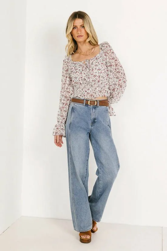 Bohme Gemma Ditsy Floral Blouse Ivory Women Blouses