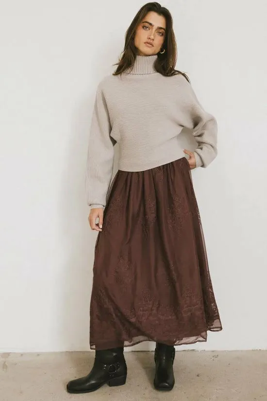 Bohme Grace Floral Tulle Skirt In Maroon Maroon Women Skirts