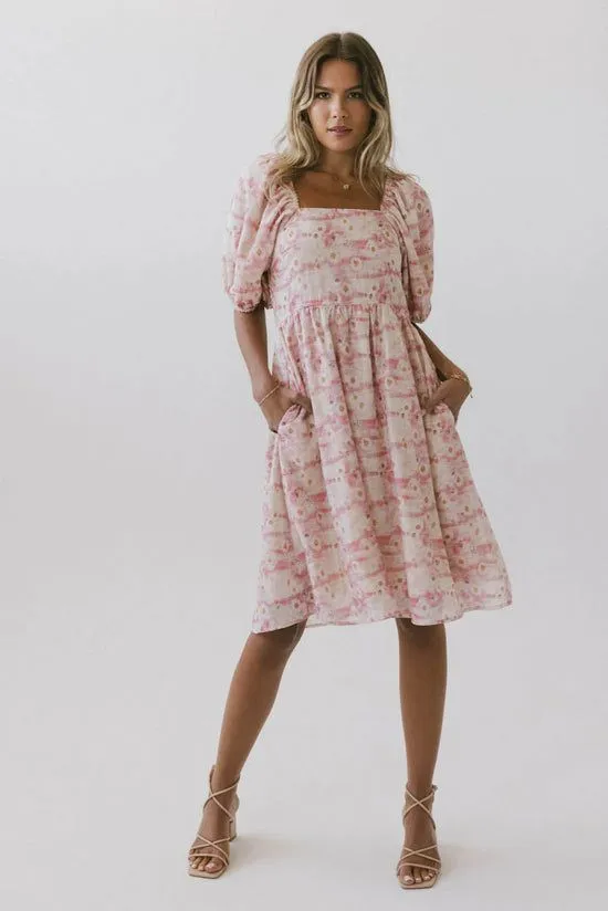 Bohme Hannah Floral Midi Dress Pink Women Dresses
