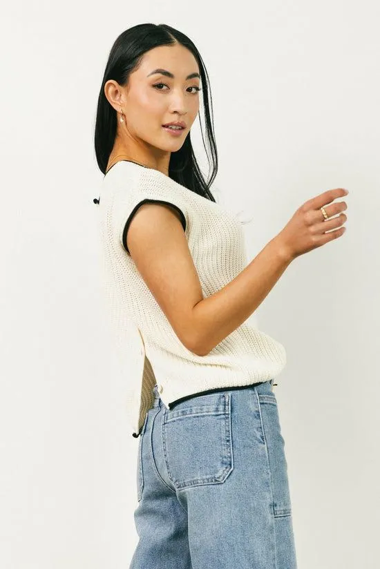Bohme Harmony Contrast Sweater In Cream Cream Women Sweaters
