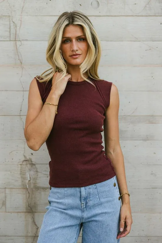 Bohme Huxley Tank In Maroon Maroon Women Tees and Tanks