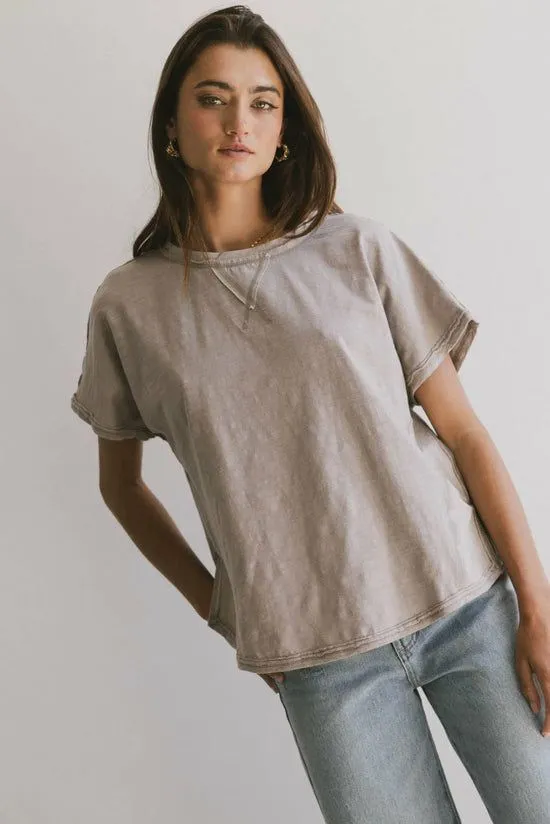 Bohme Indy Contrast Top In Taupe Taupe Women Tees and Tanks
