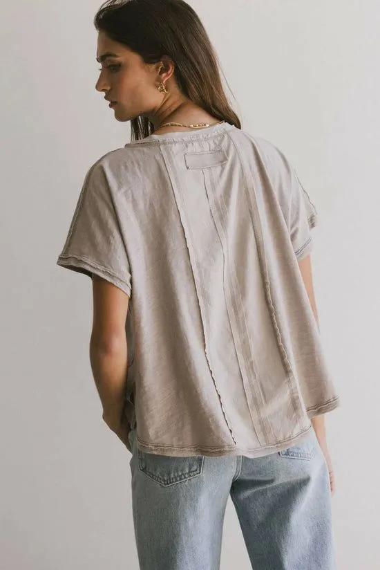 Bohme Indy Contrast Top In Taupe Taupe Women Tees and Tanks