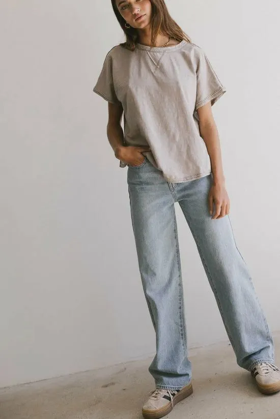 Bohme Indy Contrast Top In Taupe Taupe Women Tees and Tanks