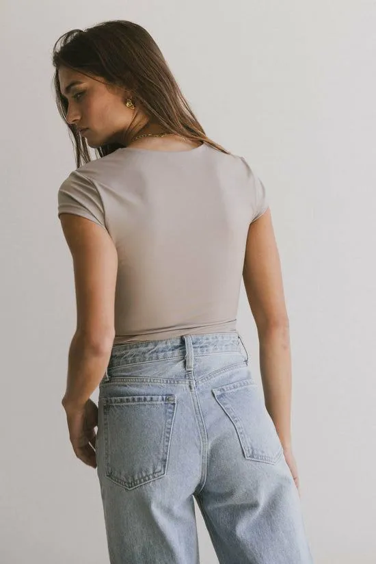 Bohme Irene Square Neck Top In Taupe Taupe Women Tees and Tanks